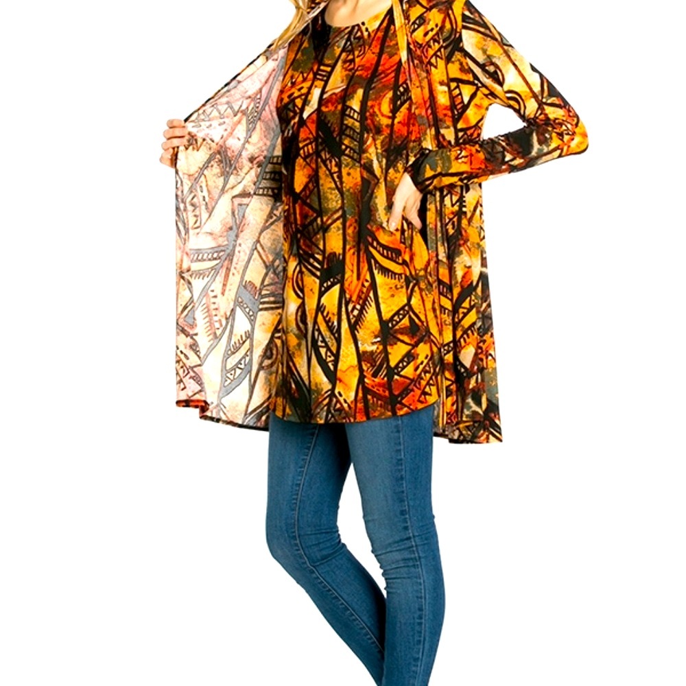 NEW Azules Small Printed Open Cardigan Long Sleeve Casual Dinner Jacket